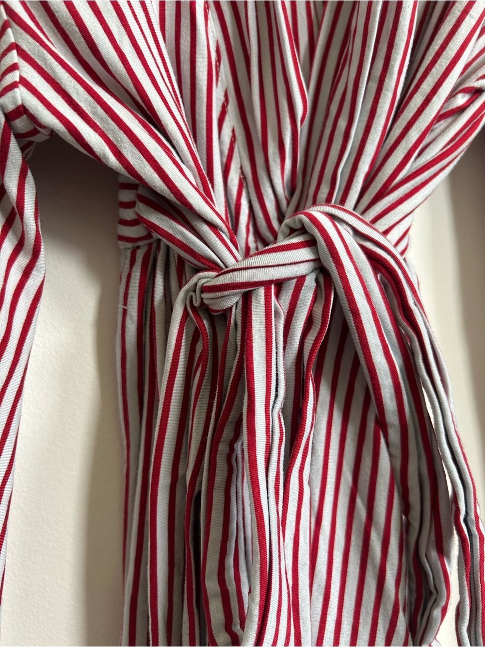 LAKE Pajama Red and White Striped Wrap Kimono Top XL - Picture 5 of 10